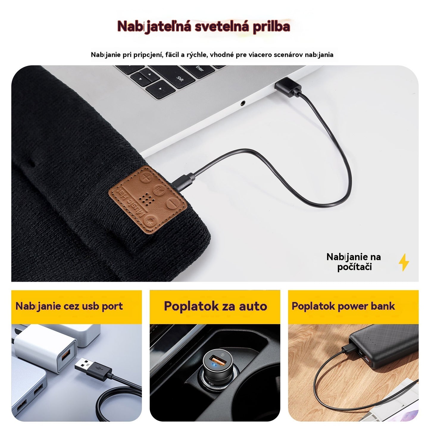 🔥🧢Nabíjecí LED čepice s Bluetooth，Zůstaňte v teple💡