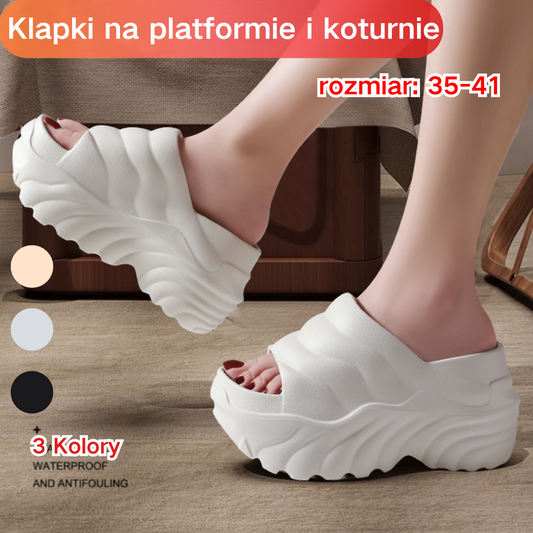 【36-41】2025 nowe damskie klapki na lato gruba podeszwa buty na koturnie odzież wierzchnia buty podwyższające i wyszczuplające