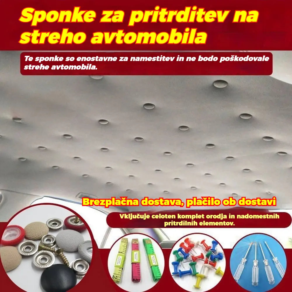 【30 kosov】Sponke za odstranjevanje platna za streho avtomobila (vključuje komplet orodja za namestitev)