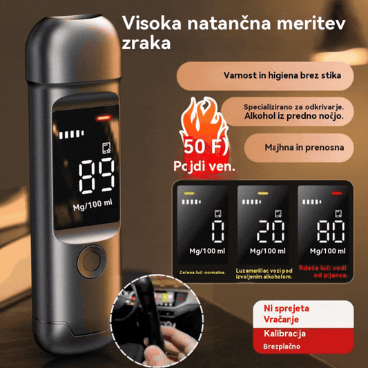 🍷 Prenosni natančni merilnik alkohola – Izmeri raven pred vožnjo