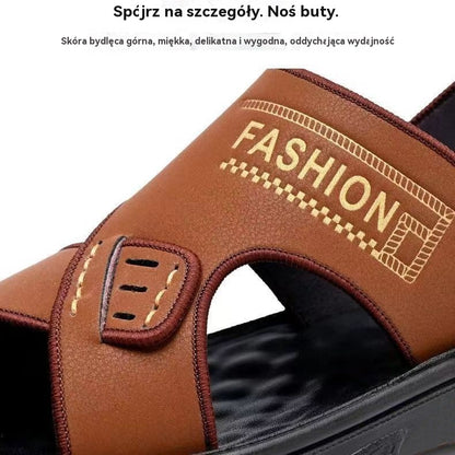 ✨【38-47】Nowe męskie skórzane sandały plażowe z grubą podeszwą