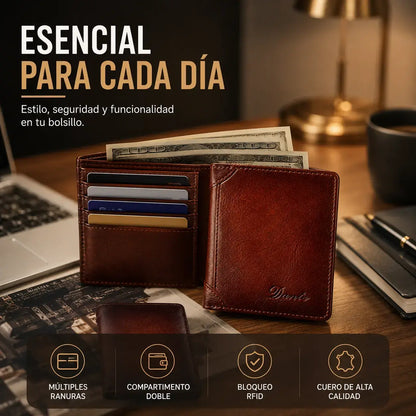 👝✨ Nueva cartera antirrobo de cuero genuino para hombre