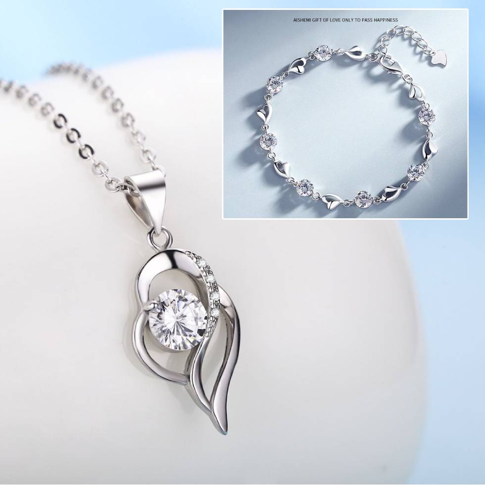 ✨💎💎Serce oceanu bransoletka + naszyjnik zestaw