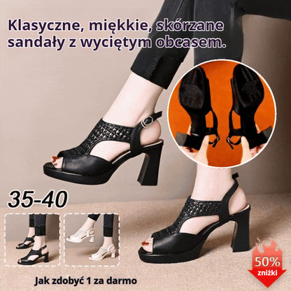 🔥【35-40】👡2025 Nowe letnie sandały, płaski obcas, odkryte palce, gruba podeszwa i płaski obcas, rybi pysk (wysokość obcasa 5/7 cm)