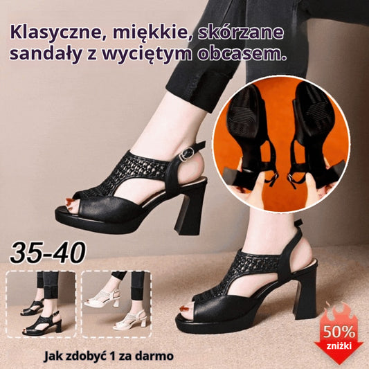 🔥【35-40】👡2025 Nowe letnie sandały, płaski obcas, odkryte palce, gruba podeszwa i płaski obcas, rybi pysk (wysokość obcasa 5/7 cm)