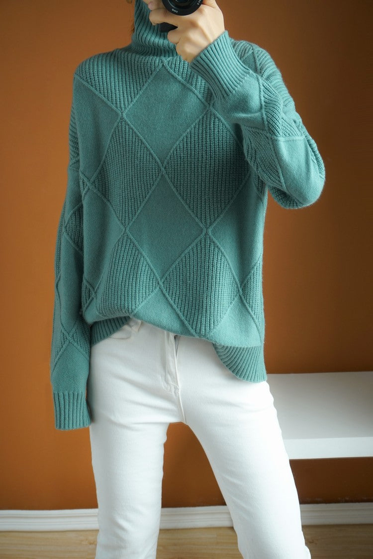 🔥💟 【49%  OFF】【S-2XL】 2024 nowy damski luźny kaszmirowy sweter z golfem na jesień i zimę 2024