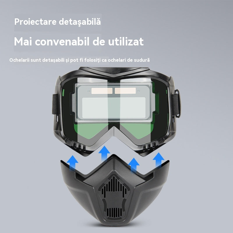 🔥😎Popolnoma avtomatska varilska čelada z zaščitno masko za varilce, ki se namesti na glavo in menja z lučjo