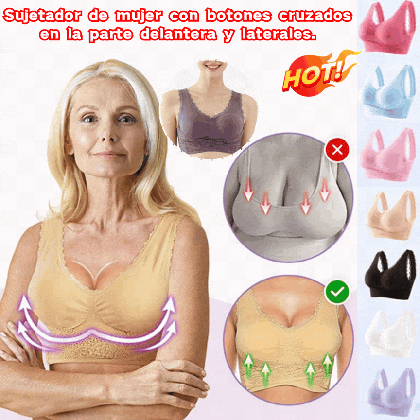 👙【3piezas】 Sujetador anti-caída con cierre lateral y diseño cruzado – Cómodo y moldeador ✨