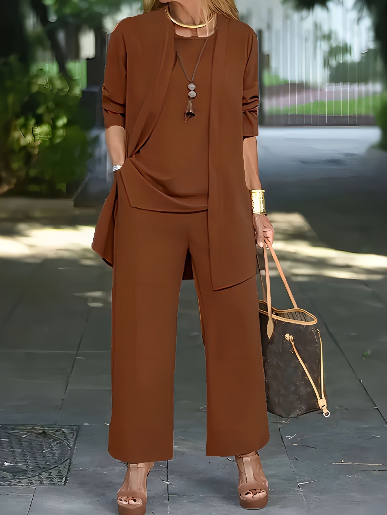 🧥Elegantni ženski komplet iz treh delov s širokim krojem🍂