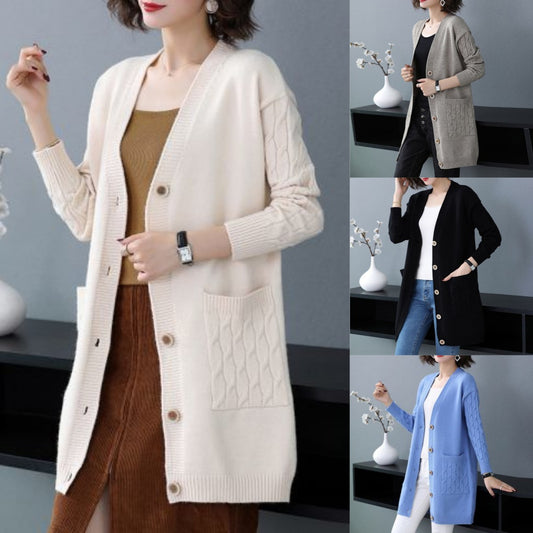 ✨🎀【40-110kg】Sweter w dużym rozmiarze. Wiosna Jesień Nowa luźna, gruba dzianinowa kurtka damska ✅️Płatność gotówką przy odbiorze