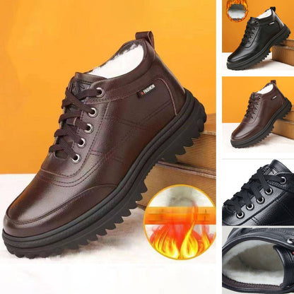 🔥🔥【39-44】✨Preventa de invierno✨Botas de cuero para hombre con forro cálido – Suela gruesa, antideslizante e impermeable, comodidad y abrigo para los días fríos de invierno.