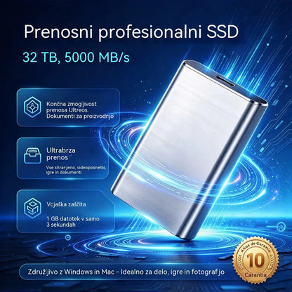 ⚡【32TB】💾 Izjemno tanek SSD nove generacije | Velika zmogljivost in visoka hitrost | Prenosna shramba podatkov 🚀