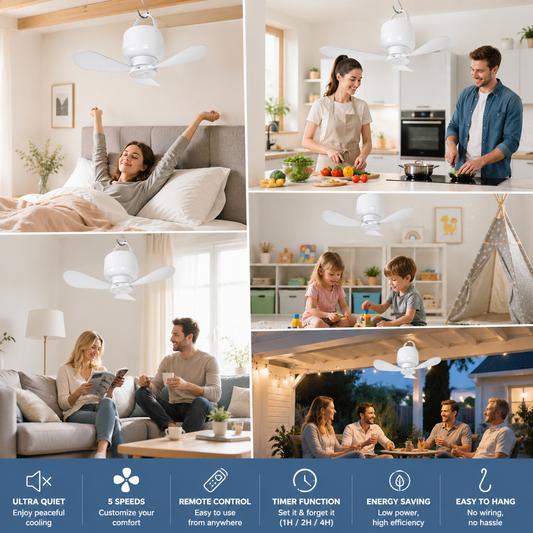 ⏰ Časovno omejena ponudba: Polnilni stropni ventilator z LED lučko! 🌬️✨