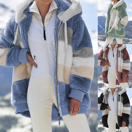 ☃️❄️【Kupite 1, dobite 1 brezplačno】[S-5XL] Ženska jakna 2025 s kontrastnimi črtami iz debelega pliša