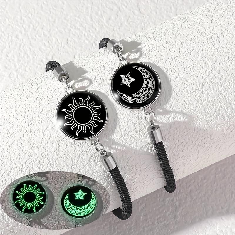 🎁💖 Párové náramky, sada 2 kusů, elegantní náramky s motivem slunce a měsíce