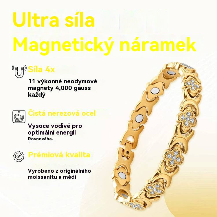 Magnetický náramek Clover Diamond - Objevte své tajemství úlevy od stresu, magnetické posílení wellness