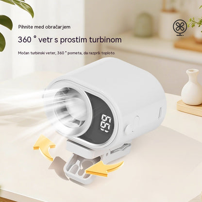 🌀 Ventilator za prostoročno uporabo z LED zaslonom, vgrajeno sponko in 199 nastavljivimi stopnjami