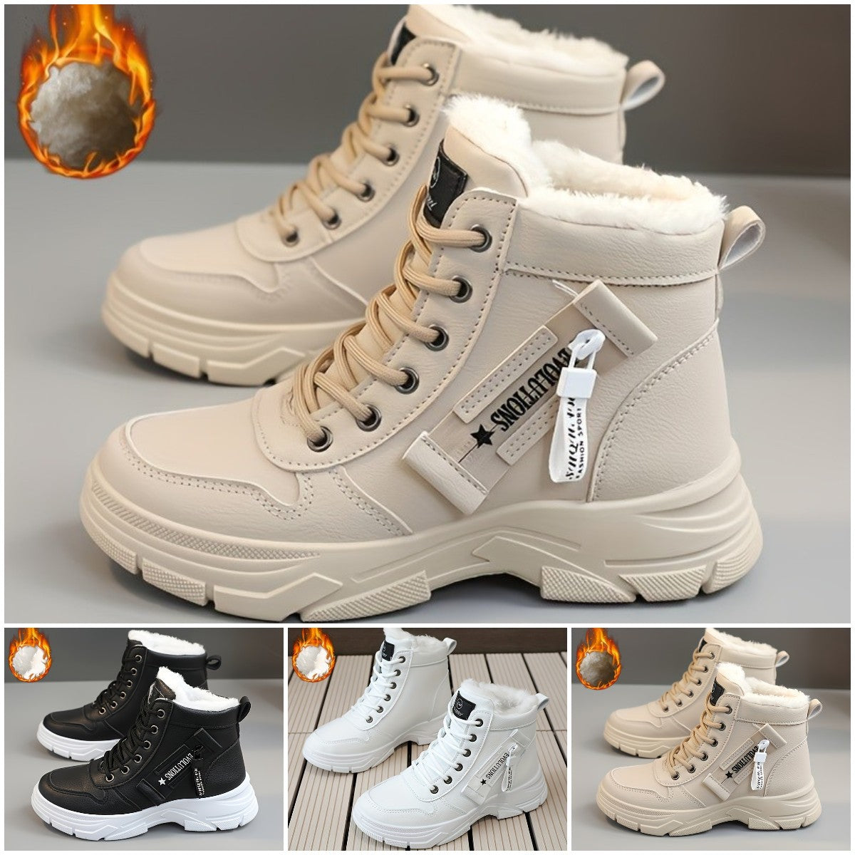 🔥【Połowa ceny】🥰【Rozmiary 35-45】Damskie zimowe buty śnieżne z bocznym zamkiem błyskawicznym