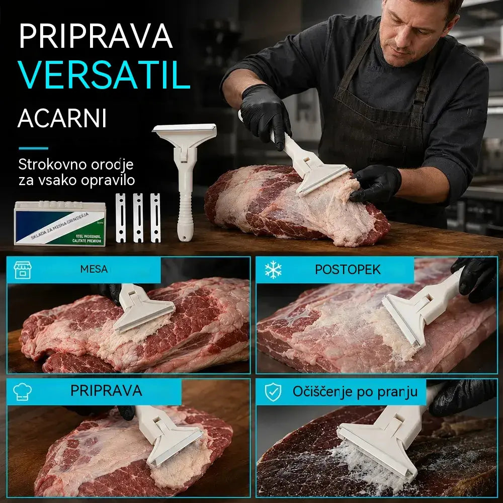 Profesionalni čistilec prašičje dlake, kopit in kože - ultra oster nož iz nerjavečega jekla, sponka za pritrditev in hitra menjava rezila (komplet 2 ročajev + 20 rezil) 🔪🐖✨