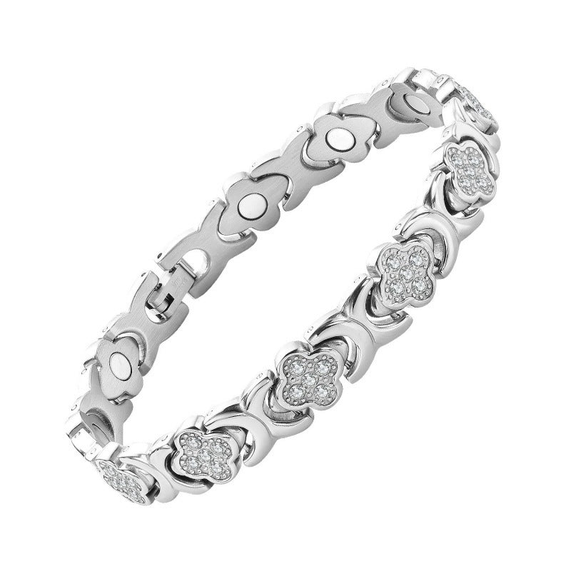 🎁【Kup 1, otrzymaj 1 gratis】✨Magnetyczna bransoletka z diamentami Clover – odkryj swój sekret łagodzenia stresu i poprawy samopoczucia dzięki magnesom