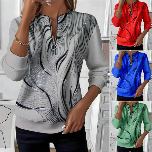 🔥【Gorący produkt!】(S-5XL)Swobodna bluza z kapturem i nadrukiem, zapinana na zamek