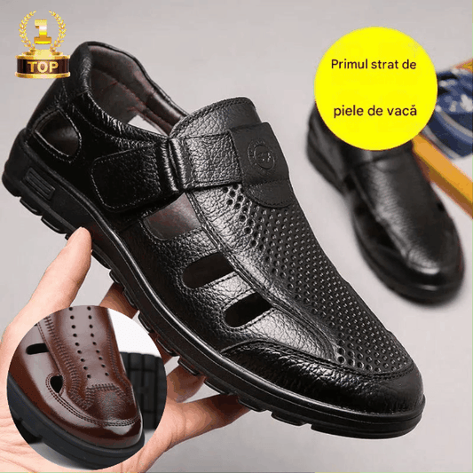 【39-44】👍Męskie oddychające sandały letnie ze skóry naturalnej