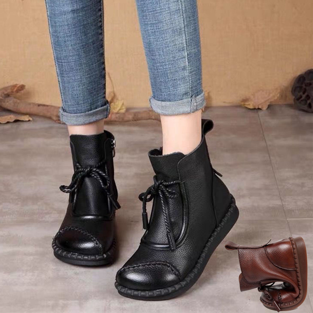 🔥✨【35-40】🌷👢2025 Wczesna jesień Nowość Przedsprzedaż🎉 Damskie buty vintage z miękkiej skóry