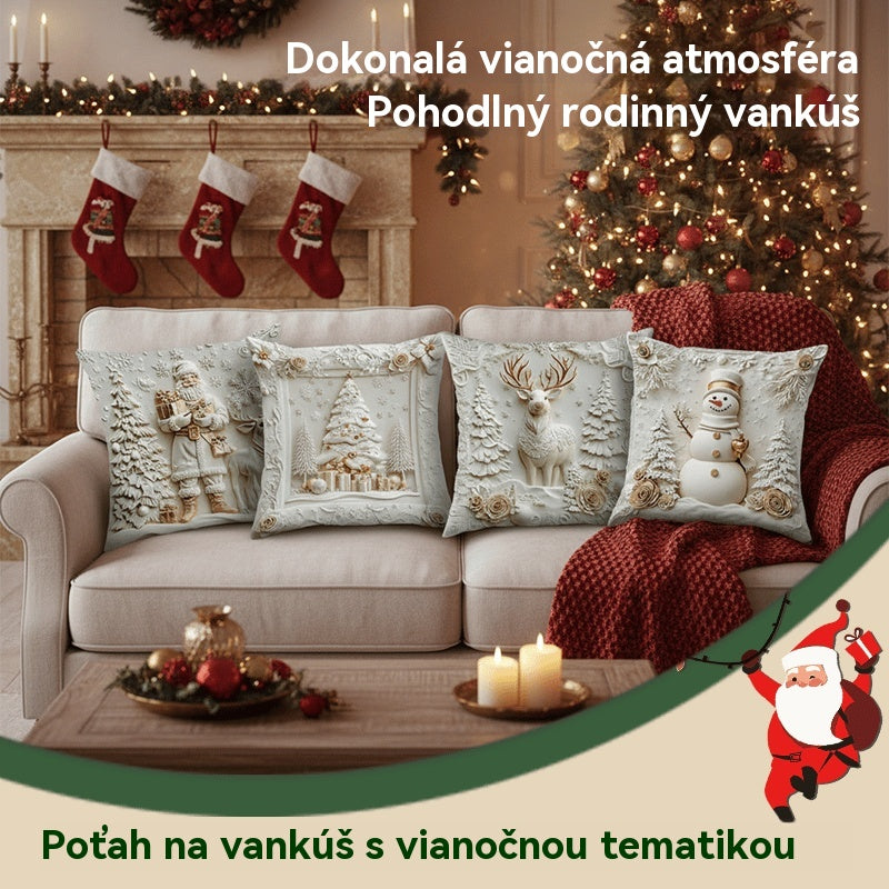 🎅Vánoční speciální nabídka🎄 Povlaky na polštáře s vánoční tematikou [sada 4 kusů]