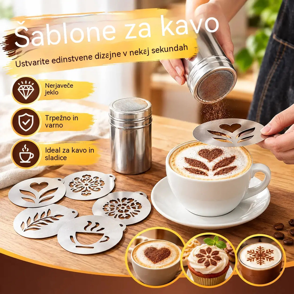 ☕Šablona za latte art iz nerjavnega jekla 304