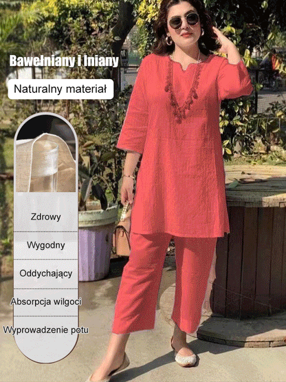 【40-100 KG】2024 Nowe garnitury letnie o temperamencie/dojazdy do pracy z bawełny lnianej-3641071