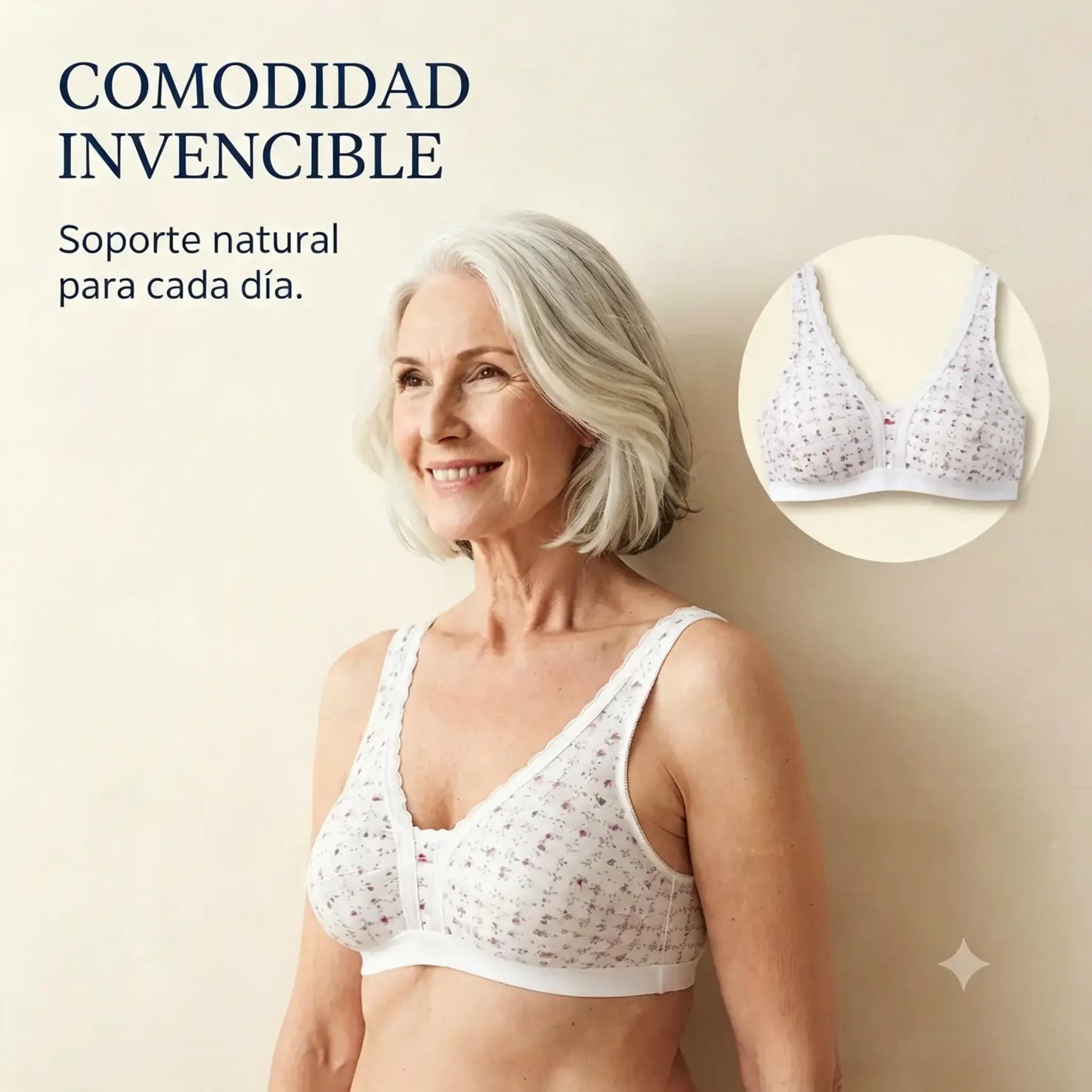 Pago contra entrega ✅【Juego de 4】Sujetadores de algodón puro para madres de mediana edad (tallas grandes): cómodos y transpirables