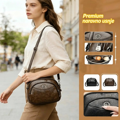 👜【Vrhunski material iz pravega usnja】Elegantna torba za čez ramo za ženske