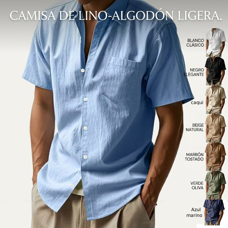 🏆👕【¡Más vendido!🔥】【Tallas S-4XL】 Camisa casual de lino para hombre, nueva colección 2026, con cuello. Ligera y transpirable.