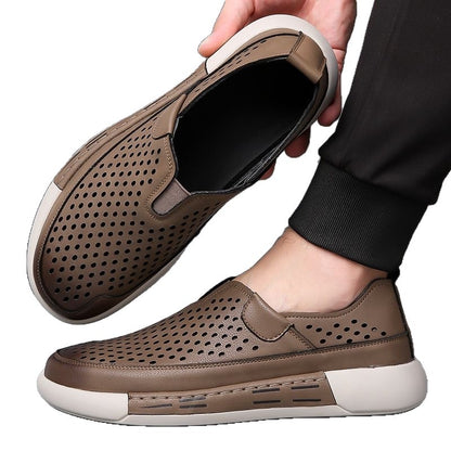 【39-44】Nowe letnie męskie buty skórzane z miękką podeszwą, wygodne, oddychające, miękkie i odporne na zużycie