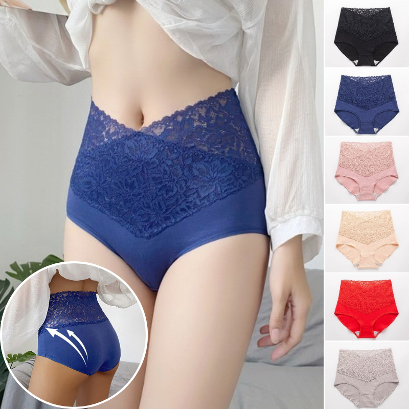 🔥【Paket od 6】👙Antibakterijsko donje rublje visokog struka od pamučne čipke