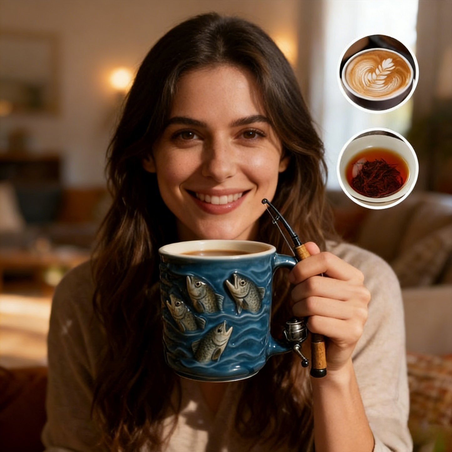 🎣☕Nový rybářský hrnek Kreativní hrnek vyrobený z pryskyřice, speciálně navržený pro rybářské nadšence.