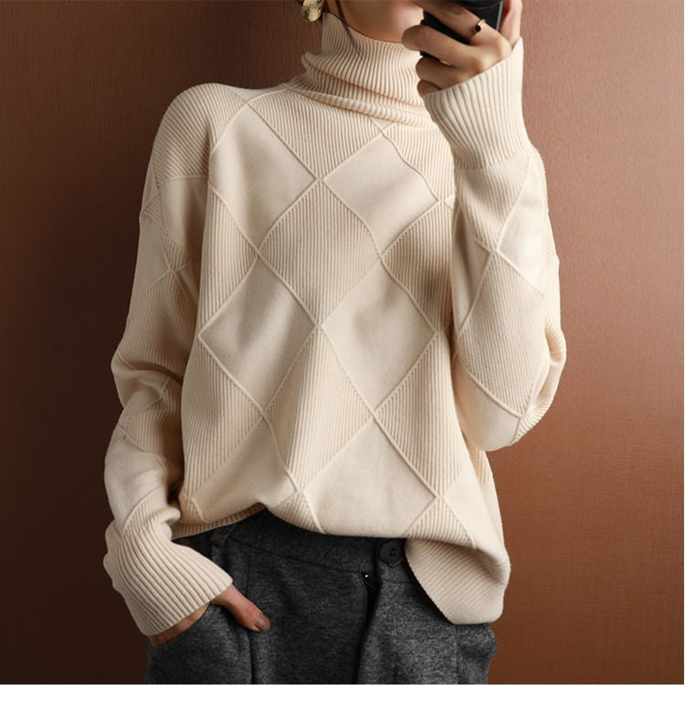 🔥💟 【49%  OFF】【S-2XL】 2024 nowy damski luźny kaszmirowy sweter z golfem na jesień i zimę 2024