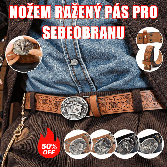 🎁👍Pánský embosovaný pásek se zabudovaným nožem