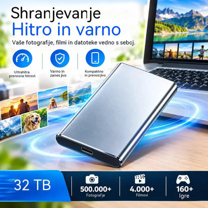 ⚡【32TB】💾 Izjemno tanek SSD nove generacije | Velika zmogljivost in visoka hitrost | Prenosna shramba podatkov 🚀