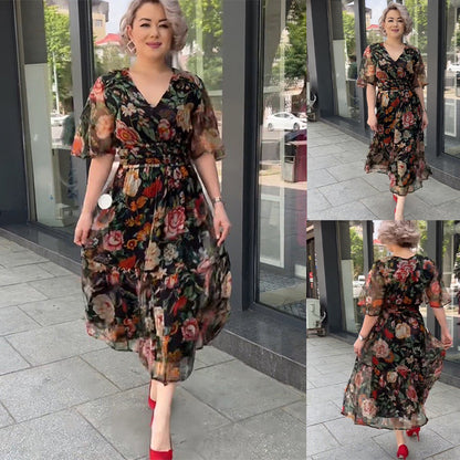 💐【S-5XL】👗 2025 Nowe sukienki szyfonowe z nadrukiem