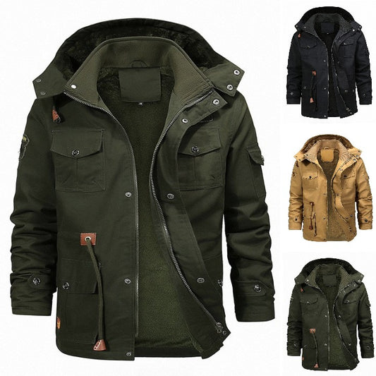 🧥 【M-5XL】 2024 Jesienno-zimowa modna męska kurtka z kapturem, pogrubiona aksamitna