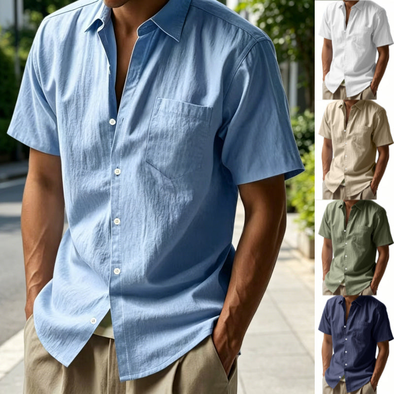 🏆👕【¡Más vendido!🔥】【Tallas S-4XL】 Camisa casual de lino para hombre, nueva colección 2026, con cuello. Ligera y transpirable.