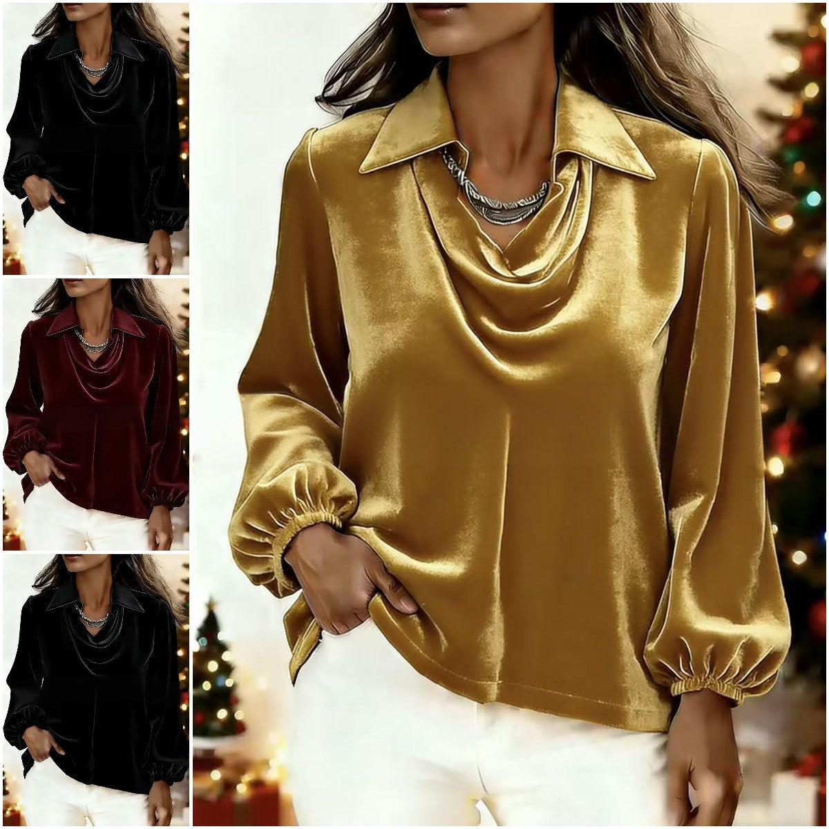 🍁【S-2XL】2026 jesenski in zimski žametni vrh z rokavi za lučke