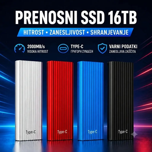 🏆Časovno omejena ponudba⚡ 🔥16TB prenosni mini SSD disk visoke zmogljivosti tipa C
