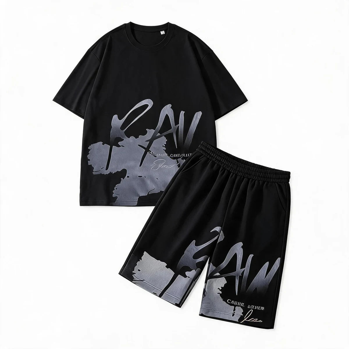 ✅【Płatność przy odbiorze】💥（M-5XL)Nowy męski dres składa się z koszulki i spodenek.、