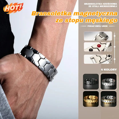 ✨ Męska magnetyczna bransoletka ze stopu + sześciokątny wzór - odpinana magnetyczna bransoletka - płatność przy odbiorze