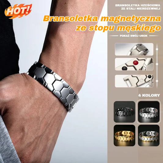 ✨ Męska magnetyczna bransoletka ze stopu + sześciokątny wzór - odpinana magnetyczna bransoletka - płatność przy odbiorze