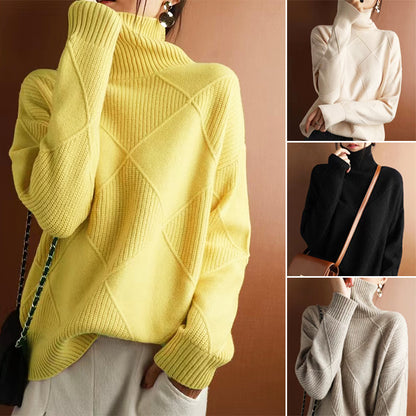 🔥💟 【49%  OFF】【S-2XL】 2024 nowy damski luźny kaszmirowy sweter z golfem na jesień i zimę 2024