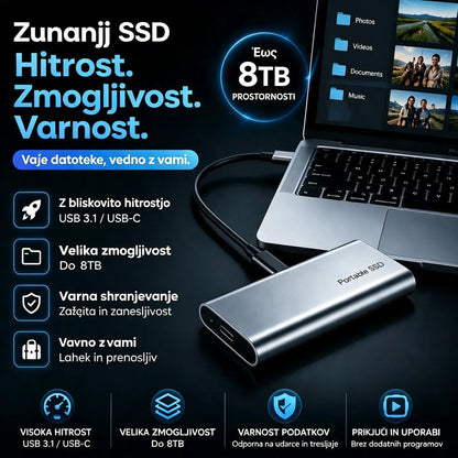 Zadnji dan 50 % popusta - Prenosni zunanji SSD - Zaščitite svoje fotografije, videoposnetke in pomembne datoteke.