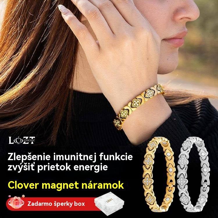 🎁【Kup 1, otrzymaj 1 gratis】✨Magnetyczna bransoletka z diamentami Clover – odkryj swój sekret łagodzenia stresu i poprawy samopoczucia dzięki magnesom